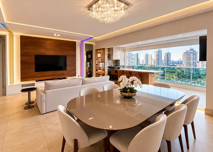 Mobiliado e com 4 vagas: apê de 184 m² com 3 suítes para alugar no Jardim Anália Franco