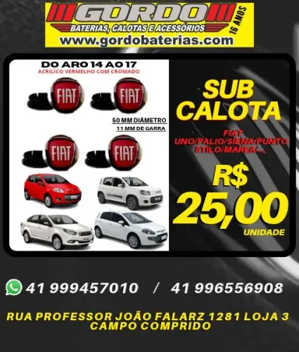 Calota centro de roda de liga leve Fiat Uno Palio Siena Punto entre outros. R$25,00 cada