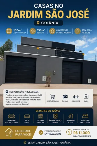 Térrea para venda com 100 metros quadrados com 3 quartos em Jardim São José - Goiânia - GO