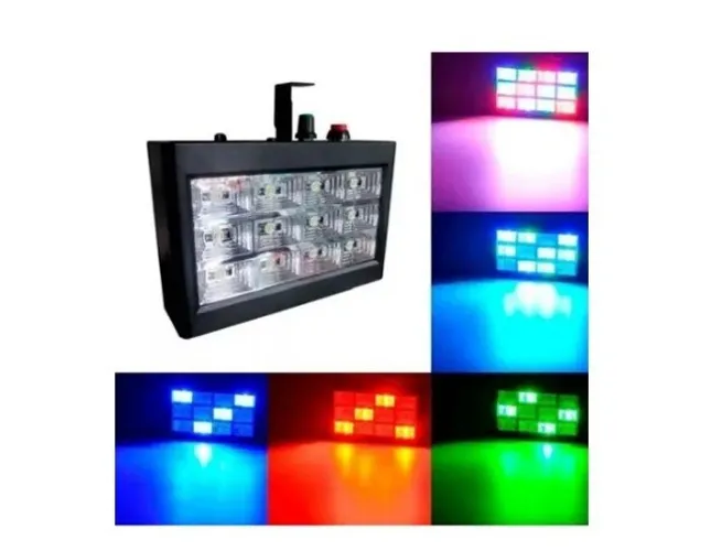 Strobo Led 12 Leds Rgb 15w Rítmico Bivolt Automático Festa Balada Dj