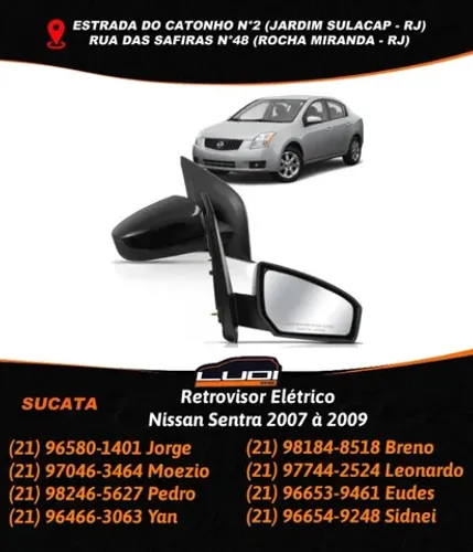 Retrovisor Elétrico Nissan Sentra 2007 à 2009