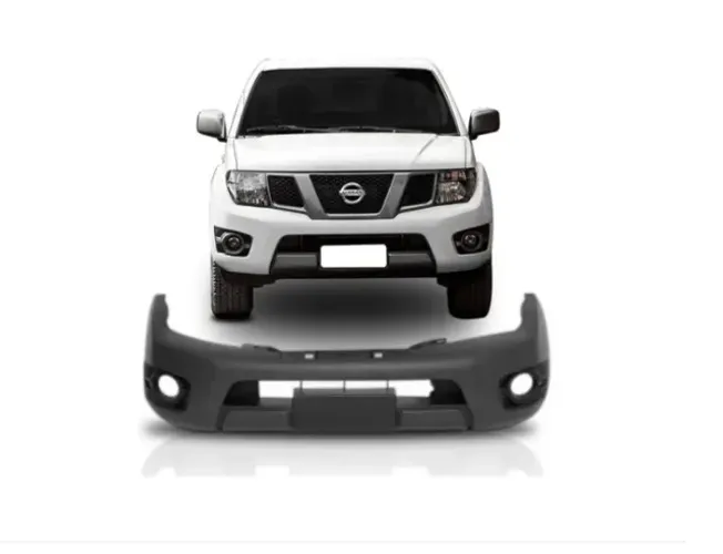 Parachoque Nissan Frontier 2012 à 2016 - CD - Furo Farol Auxiliar - Preto Liso - Shin Mei