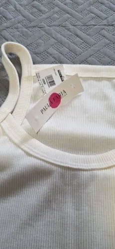Vestido canelado longo off-white