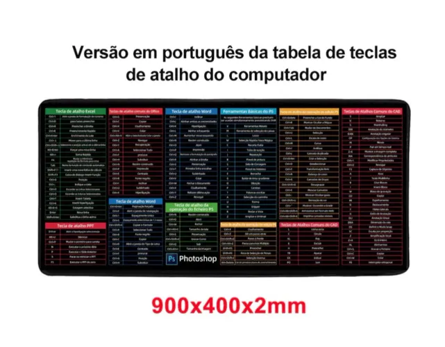 Mouse Ped com Teclas de Atalho, medindo 70x30