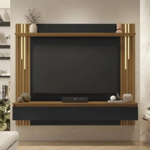 Painel NT 1345 Ripado Preto/Freijó Até 12x - Frete Grátis 