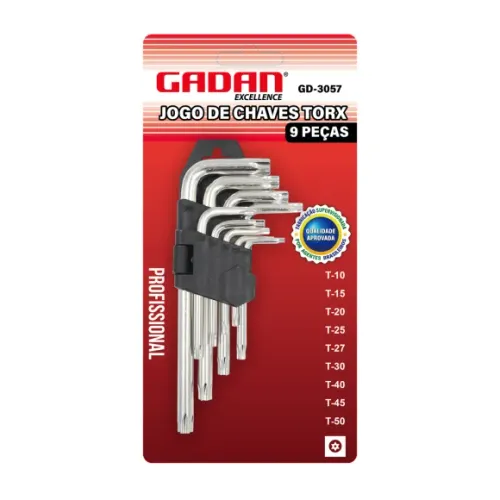 JOGO DE CHAVE TORX COM 9 PEÇAS (PEQUENA) - GADAN