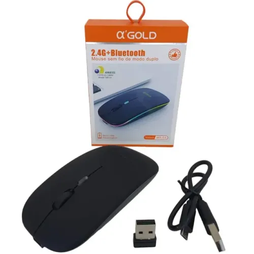 Mouse Sem Fio Recarregável Bluetooth Led Usb