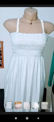 Vestido adulto Branco com elástico na Blusa elástico,alça N*37