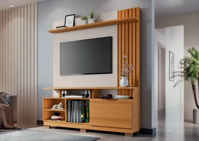 sala rack bancada home painel