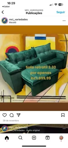 Estofado retratil em sued veludo super confortável 2.30 ui