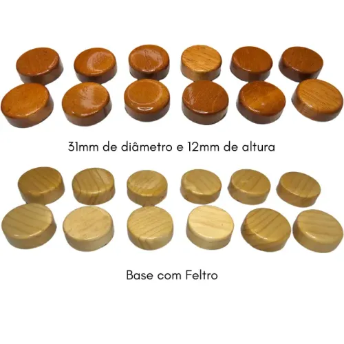 24 Peças jogo de damas em madeira marchetada - Pedras de Madeira para Dama - Feito a Mão