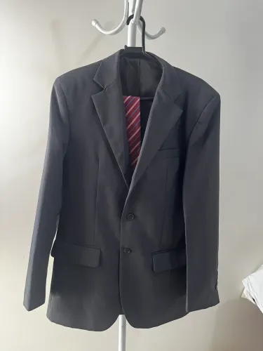 Terno masculino risca de giz preto