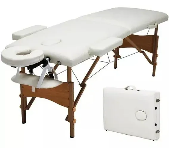 Cama Maca Massagem Portátil Trevalla TL-MSG-13 Diva Dobrável Creme