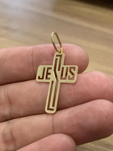 Pingente Cruz Jesus em Ouro 18K
