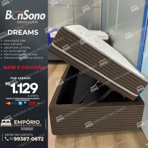Cama bau solteiro Base e colchão molas ou espuma consulte modelos e disponibilidade