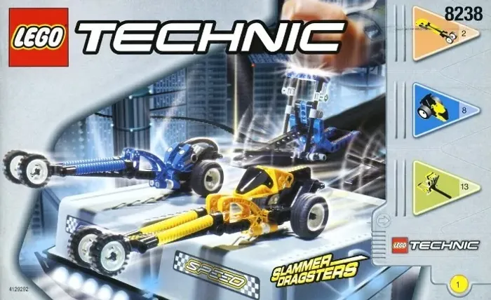 LEGO Technic 8238 Dueling Dragsters (completo, rampas danificadas, ano 2000)