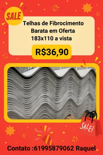 OFERTA!!! Telhas de fibrocimento 183x110 a vista R$36,90 - Aproveite a proção