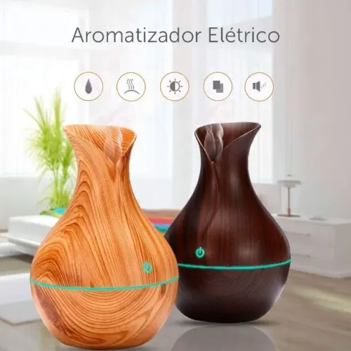 Lacrado Umidificador Aromatizador Led Ultra Sônico Madeira 130ml