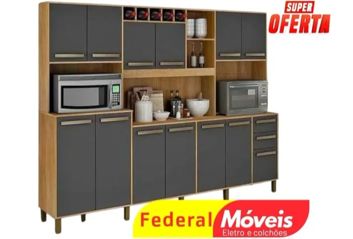 Armário Completo 2,18m - Novo e Ideal para sua Cozinha!
