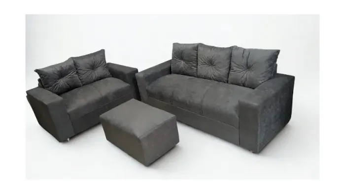 Sofá Canadá 2 e 3 Lugares com Puff - Estilo e Conforto Garantido