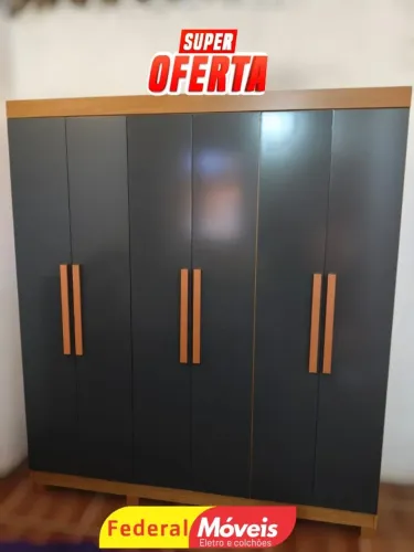 Guarda Roupa ALL BLACK 100% MDF 6 Portas 2 Gavetas TEMOS CREDIÁRIO