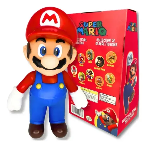 Boneco Super Mario Bros Collection Grande Caixa Top Vinil Resistente Novo Loja Coimbra