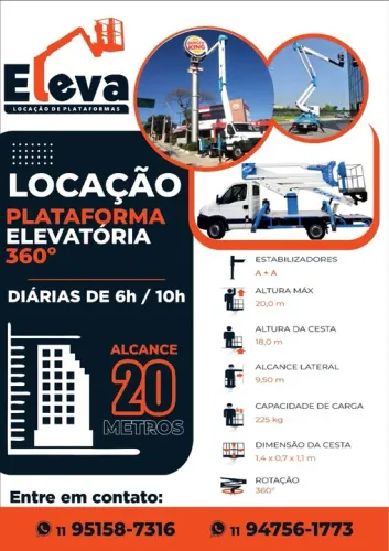 Locação de plataforma elevatória (cesto aéreo)