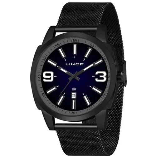 Relógio Lince Preto Masculino com Pulseira Mesh