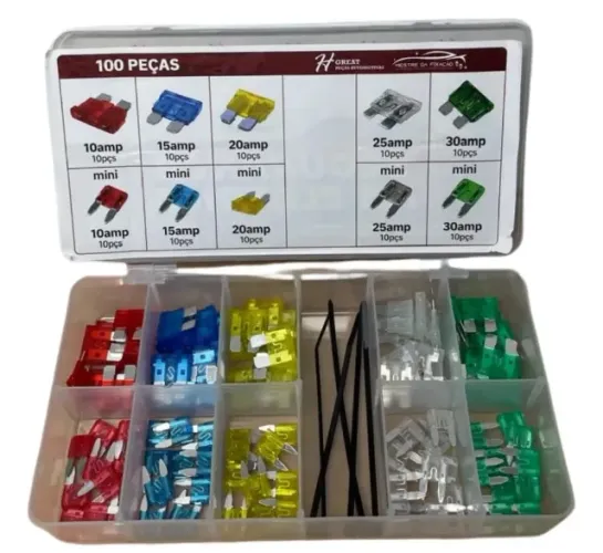Kit Caixa de Fusível Automotivo Mini + Médio 100 Peças 