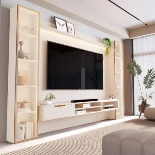Painel Liso  Modular  Tucuma  C/ Prateleira ,Led C/ Nicho E Torre Tucuma- FAZEMOS ENTREGA!