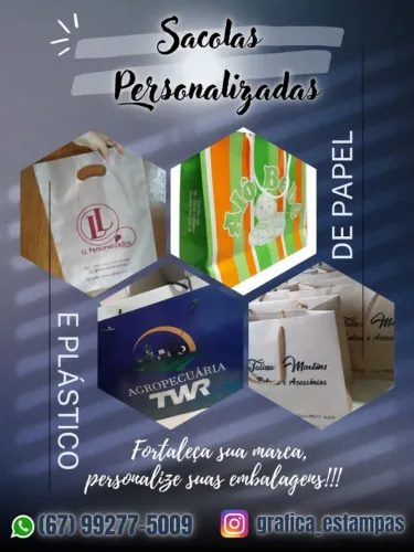 Sacola de papel e plastico personalizadas