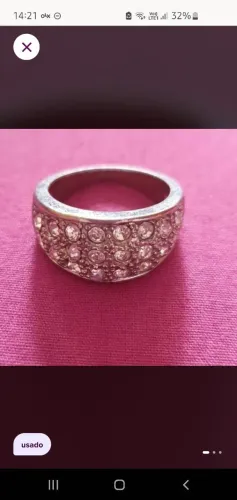 Anel Prateado com strass