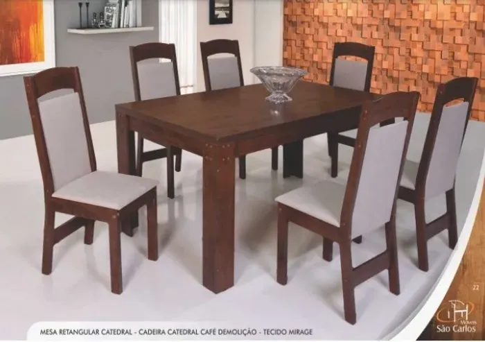 PROMOÇÃO!! mesa 06 cadeiras retangular São Carlos na cor café demolição, apenas 2.500,00