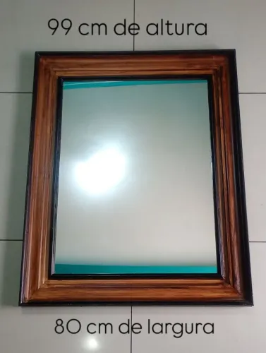 Espelho Decorativo Retangular 99x80cm em madeira nobre 