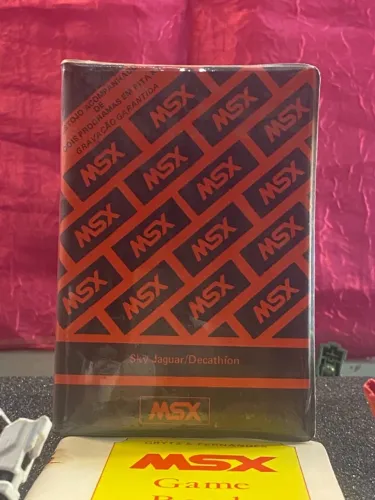 Fita MSX J019 Original - Sky Jaguar + Decathlon - Konami - MSX Editorial - Caixa Vermelha