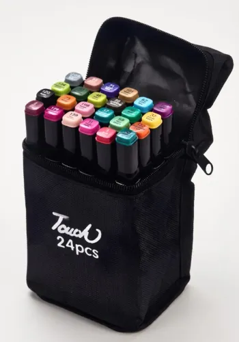 Kit Profissional Touch 24 Cores (Canetas Marcadores Ponta Dupla Desenho)