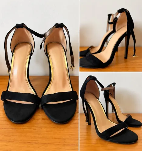 Sandália Feminina Preta de Salto Alto - Elegante e Sofisticada