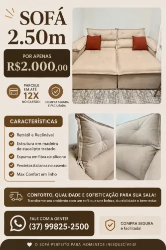 Sofá retrátil e reclinável
