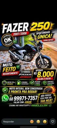 Yamaha Fazer 250 2007/2008 à Venda! ?<br>