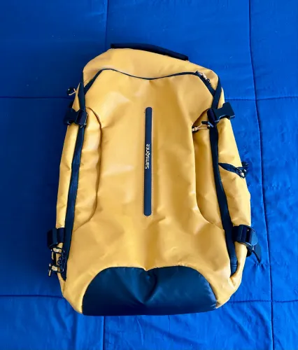 mochila samsonite premium amarela com suporte para carregador portátil