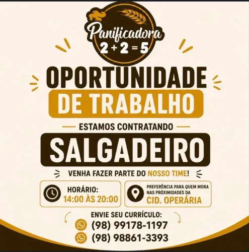 Oportunidade de emprego para SALGADEIRO