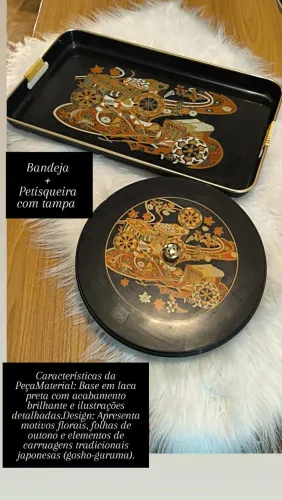 Conjunto de bandeja + petisqueira em laca japonesa (lacquerware).