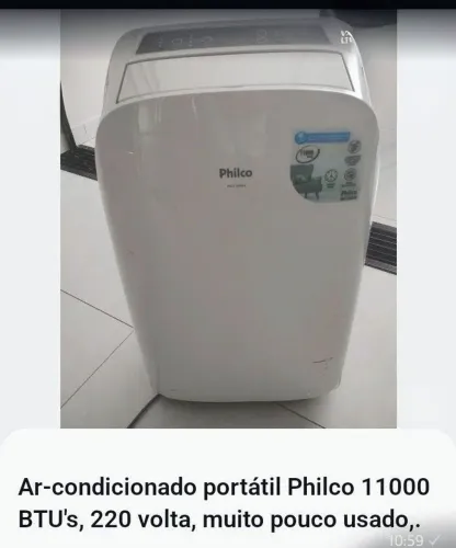 Ar-condicionado portátil 11000 BTU's. Excelente estado de conservação, 220 volts.