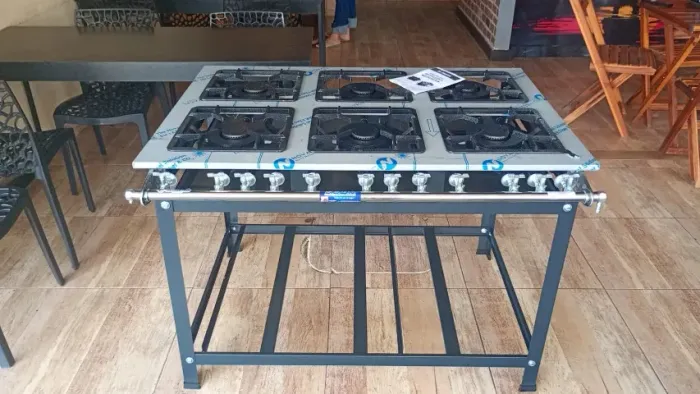 FOGÃO 6 BOCAS 30X30 JSMARTINS MESA DE INOX