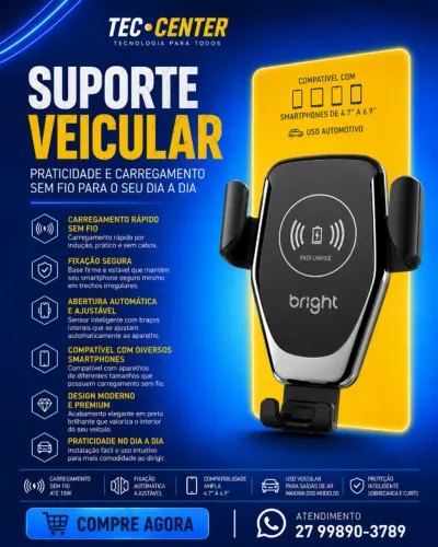 Carregador Sem Fio Veicula 2 em 1