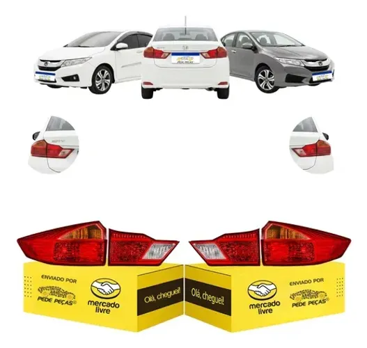 Kit Lanterna Traseira Canto Tampa Honda City 2015 2016 2017 Ambos Lados