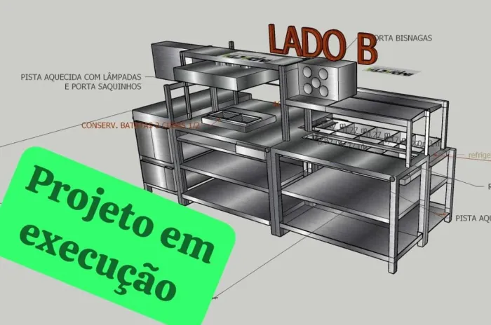 Pista de montagem personalizado inox para hamburgueria pizzaria