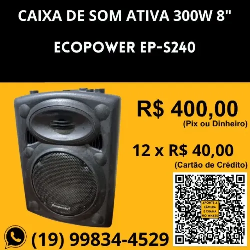 Caixa de Som Ativa Amplificada Multiuso 8" Ecopower EP-S240 300W