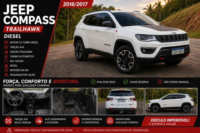 Jeep Compass Trailhawk 2.0 4X4 Dies. 16V Aut. 2017