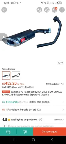 Escapamento de moto fazer 250